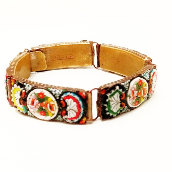 Spectacular Vintage Gold Micro-Mosaic Italian Bracelet - Picture 6 of 8